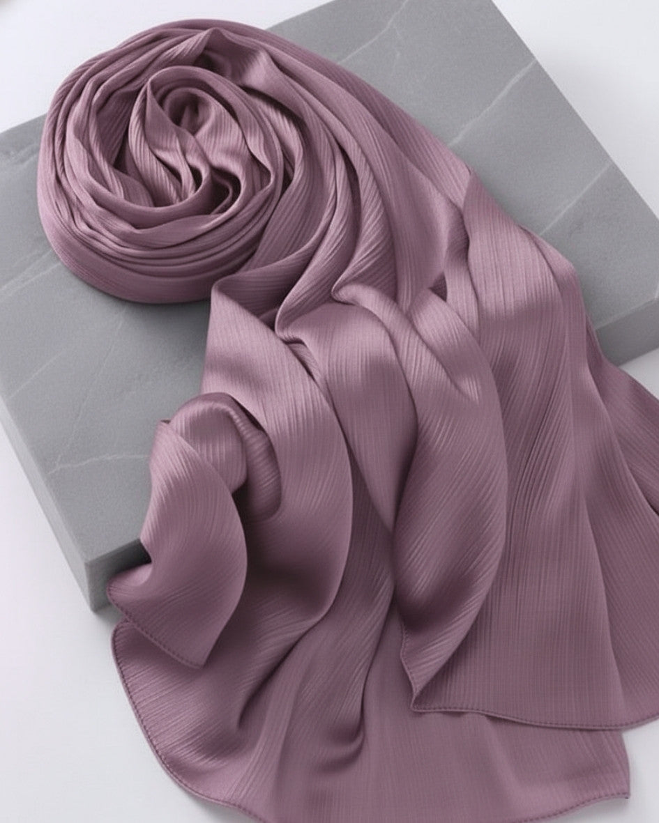 Crinkle Satin Hijab - Purple