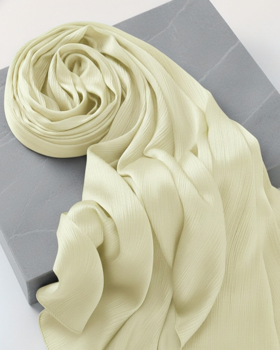 Crinkle Satin Hijab - Cream
