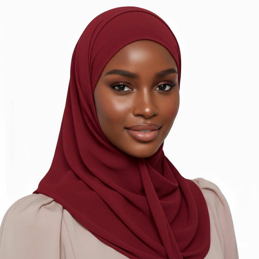 Crinkle Plain Chiffon - Red