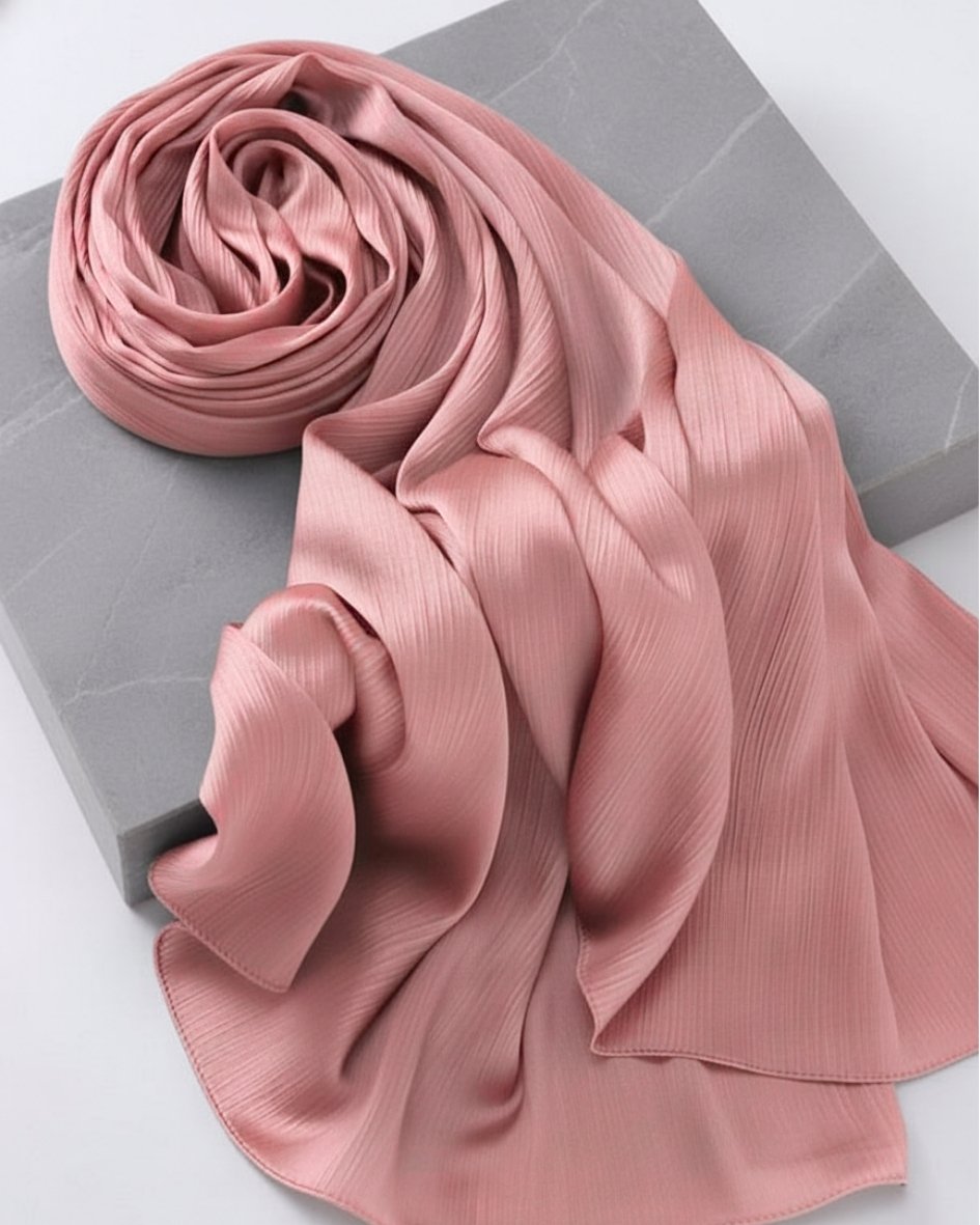 Crinkle Satin Hijab - Pink