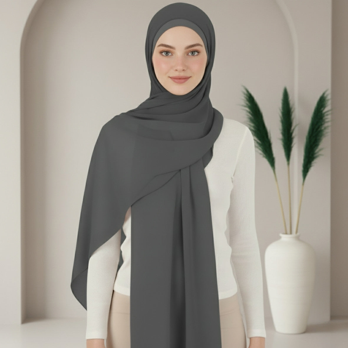Chiffon Hijab With Matching over neck Undercap