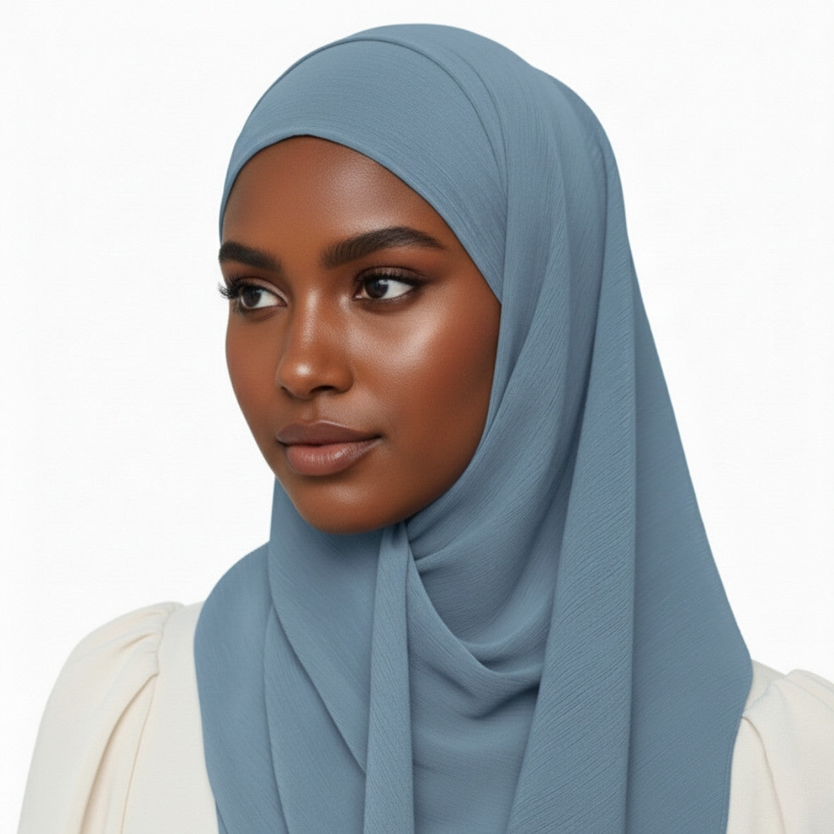Crinkle Plain Chiffon - Blue