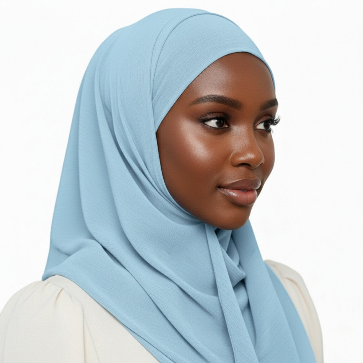 Crinkle Plain Chiffon - Sky Blue
