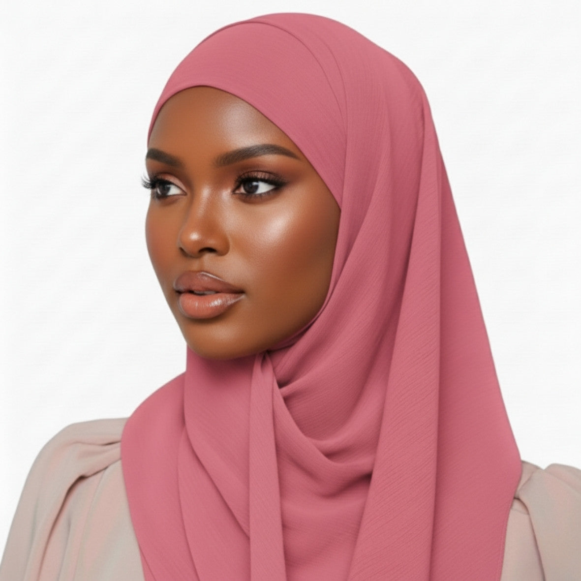 Crinkle Plain Chiffon - Mauve Pink