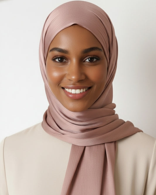 Crinkle Satin Hijab - Dusty