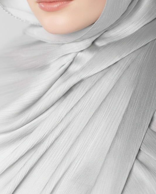 Crinkle Satin Hijab - Silver