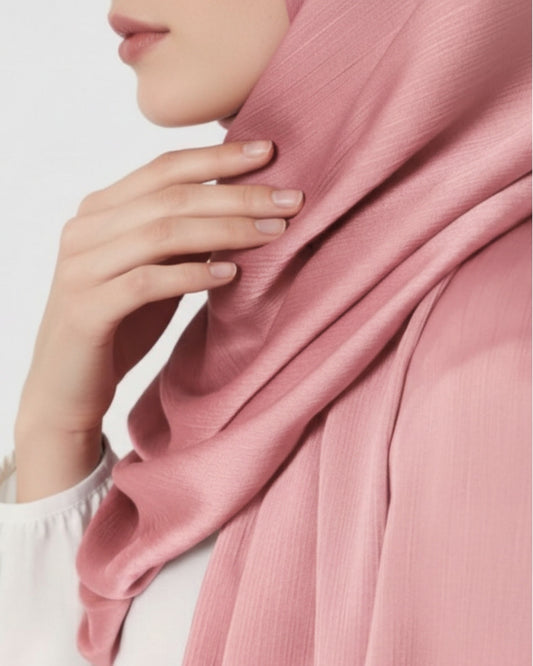 Crinkle Satin Hijab - Pink