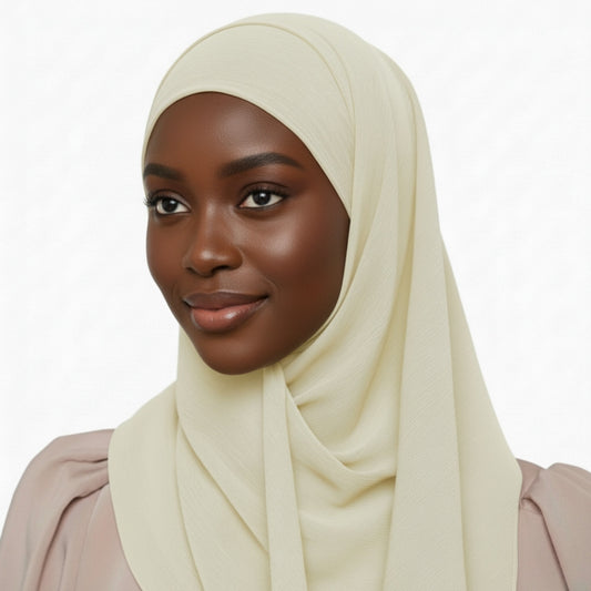 Crinkle Plain Chiffon - Cream