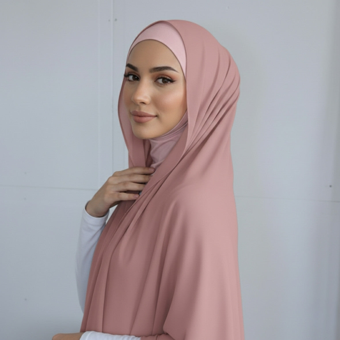Chiffon Hijab With Matching over neck  Undercap