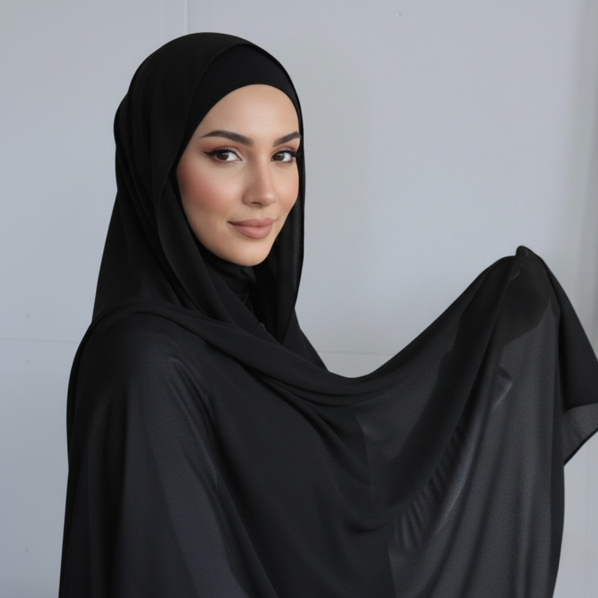 Chiffon Hijab With Matching over neck  Undercap