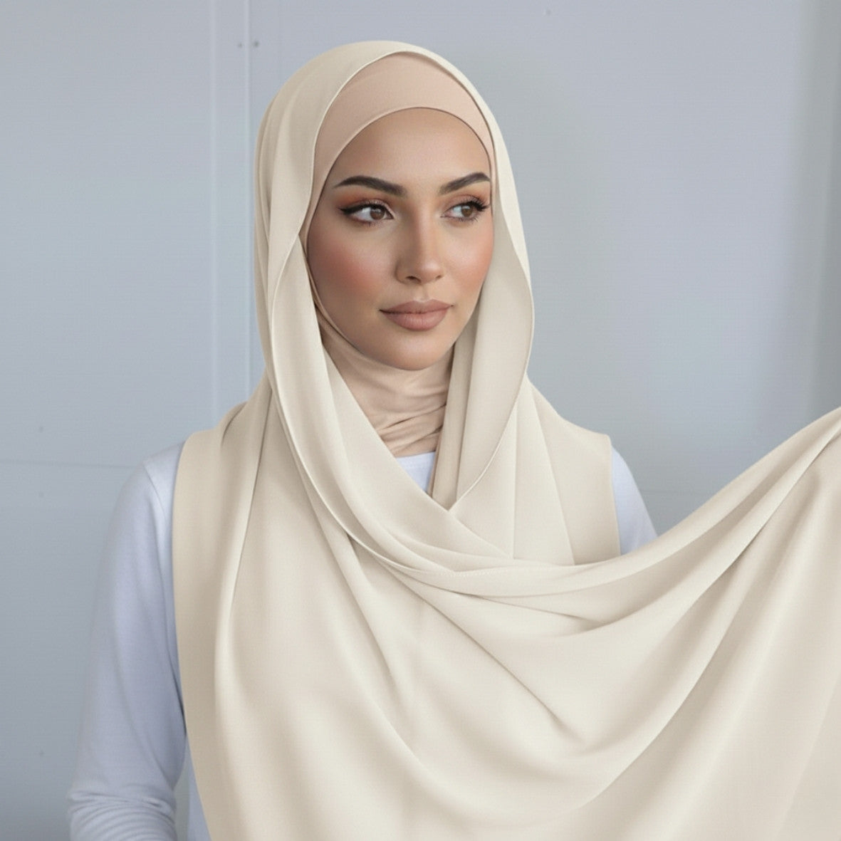 Chiffon Hijab With Matching over neck  Undercap