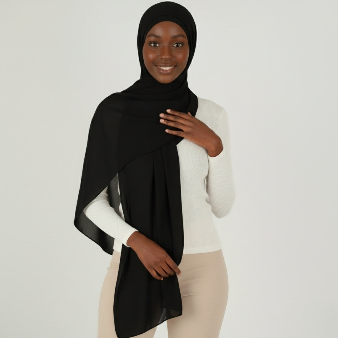 Chiffon Hijab With Matching over neck  Undercap