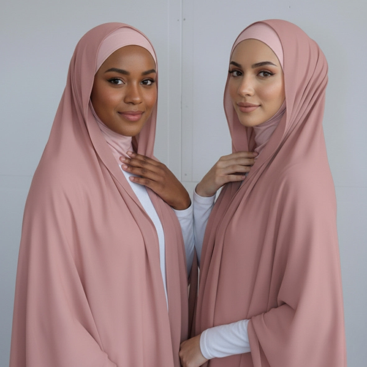 Chiffon Hijab With Matching over neck  Undercap