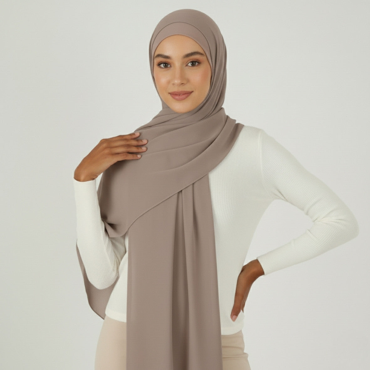 Chiffon Hijab With Matching over neck  Undercap
