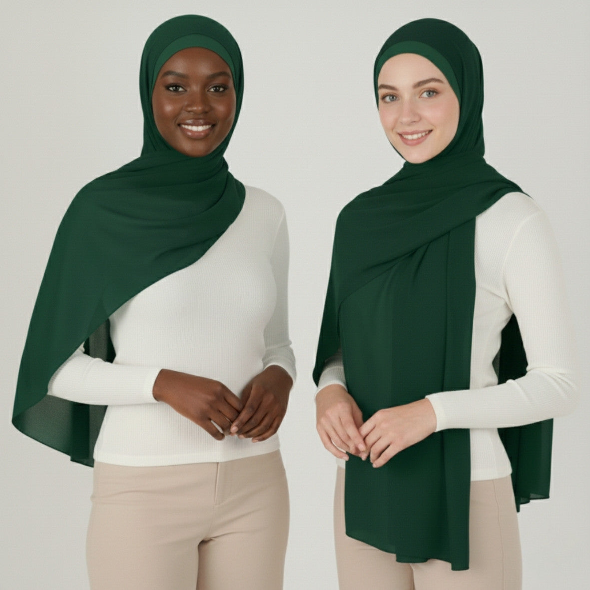 Chiffon Hijab With Matching over neck  Undercap