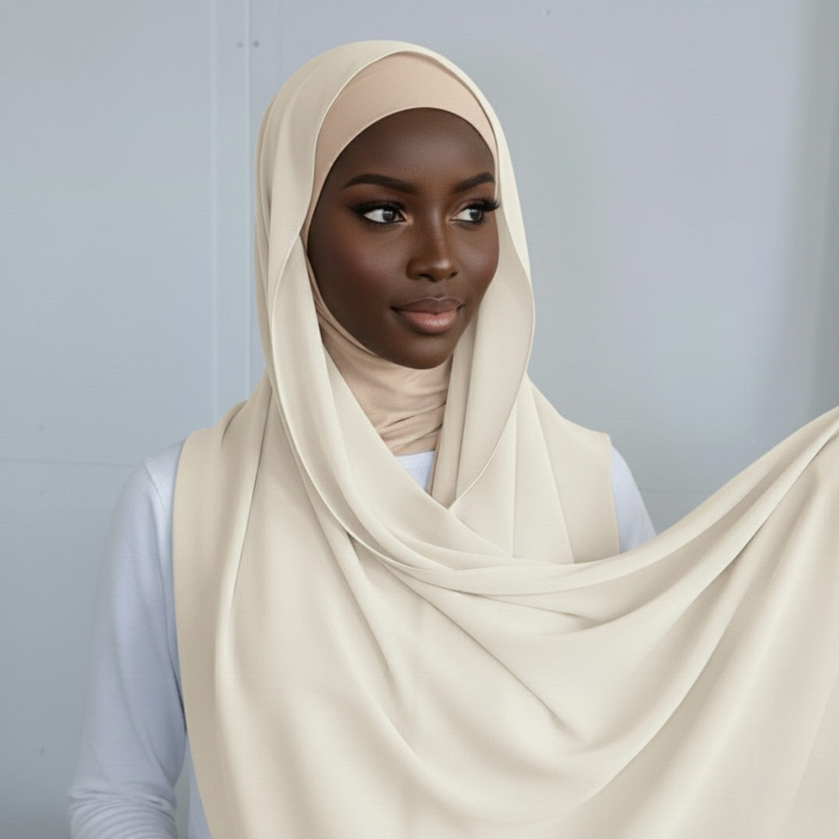 Chiffon Hijab With Matching over neck  Undercap