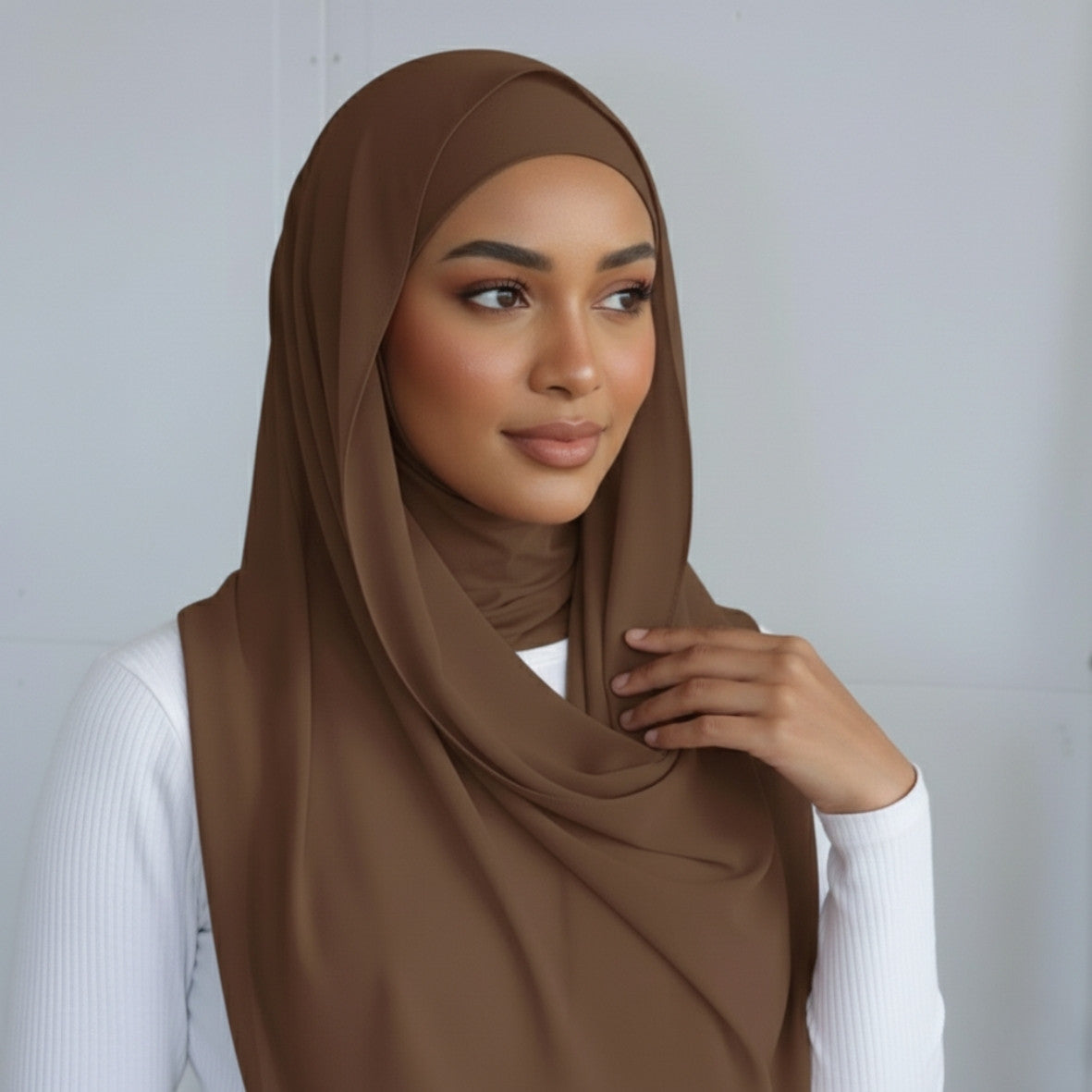 Chiffon Hijab With Matching over neck  Undercap