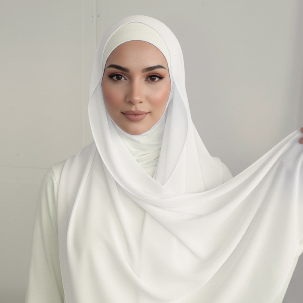 Chiffon Hijab With Matching over neck  Undercap