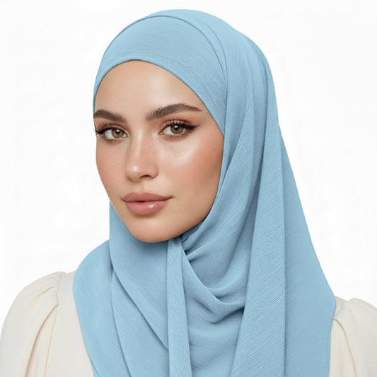 Crinkle Plain Chiffon - Sky Blue