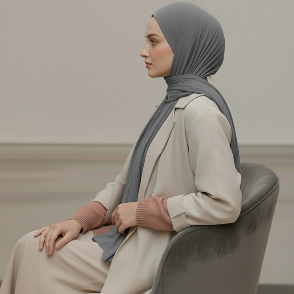 Jersey  Hijab - Silver