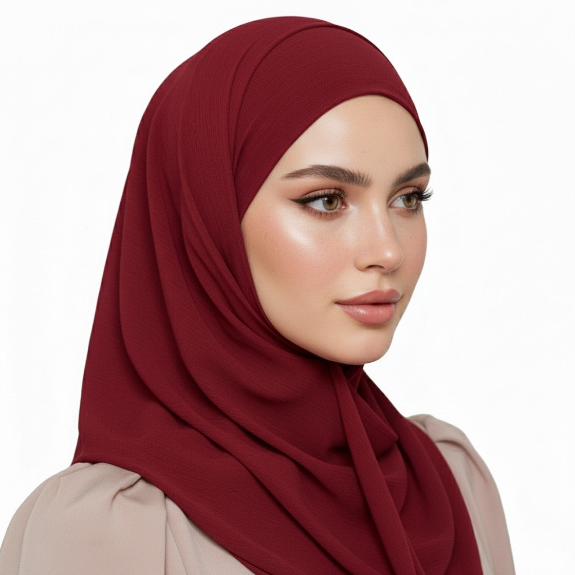 Crinkle Plain Chiffon - Red