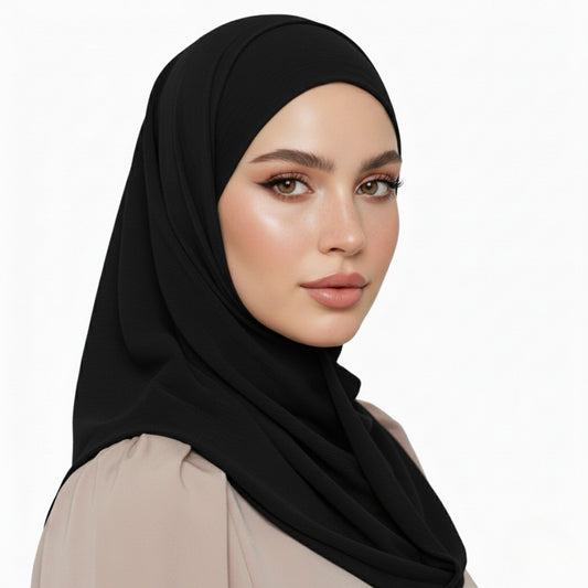 Crinkle Plain Chiffon - Black