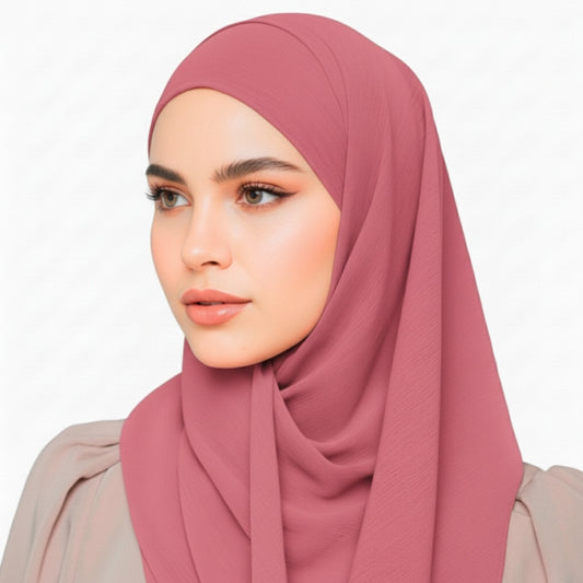 Crinkle Plain Chiffon - Mauve Pink