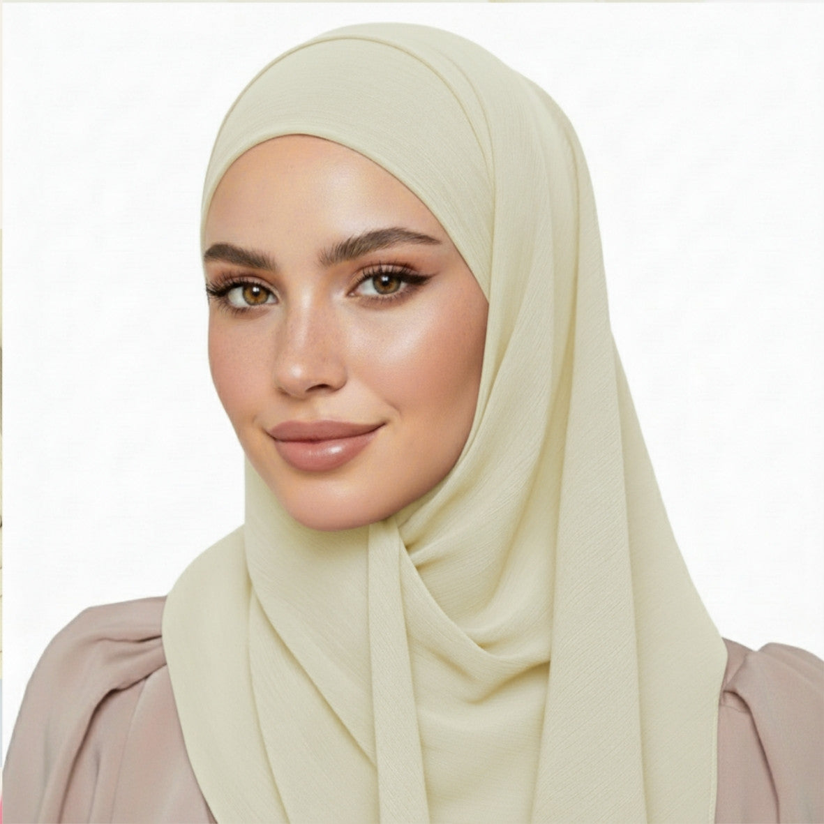 Crinkle Plain Chiffon - Cream
