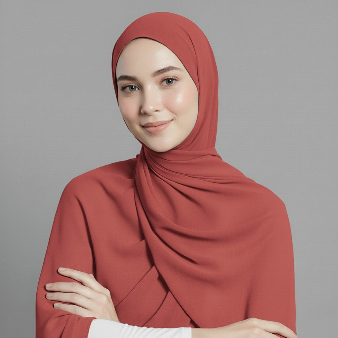 Premium Chiffon - Brick Red